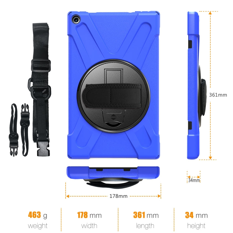 For Amazon Kindle Fire HD10 2019 / 2018 / 2017 Shockproof Colorful Silicone + PC Protective Case with Holder & Hand Strap & Shoulder Strap(Blue) - Amazon by buy2fix | Online Shopping UK | buy2fix
