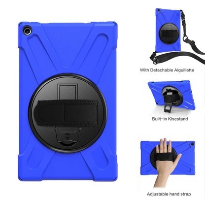 For Amazon Kindle Fire HD10 2019 / 2018 / 2017 Shockproof Colorful Silicone + PC Protective Case with Holder & Hand Strap & Shoulder Strap(Blue) - Amazon by buy2fix | Online Shopping UK | buy2fix