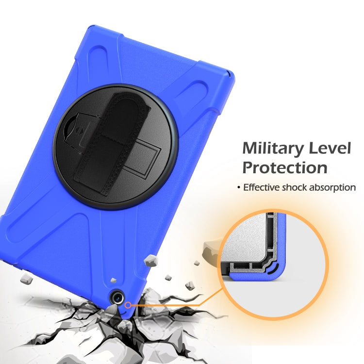 For Amazon Kindle Fire HD10 2019 / 2018 / 2017 Shockproof Colorful Silicone + PC Protective Case with Holder & Hand Strap & Shoulder Strap(Blue) - Amazon by buy2fix | Online Shopping UK | buy2fix