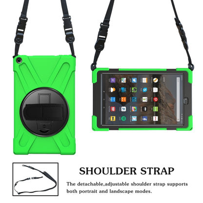 For Amazon Kindle Fire HD10 2019 / 2018 / 2017 Shockproof Colorful Silicone + PC Protective Case with Holder & Hand Strap & Shoulder Strap(Green) - Amazon by buy2fix | Online Shopping UK | buy2fix