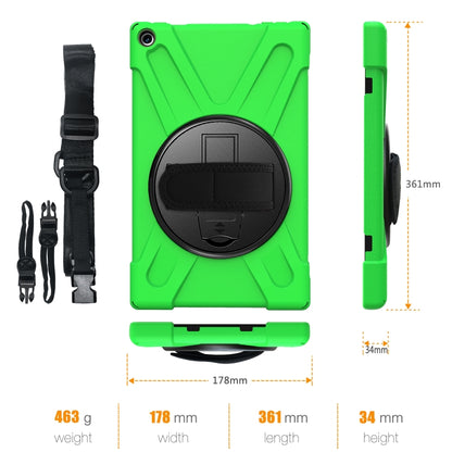 For Amazon Kindle Fire HD10 2019 / 2018 / 2017 Shockproof Colorful Silicone + PC Protective Case with Holder & Hand Strap & Shoulder Strap(Green) - Amazon by buy2fix | Online Shopping UK | buy2fix