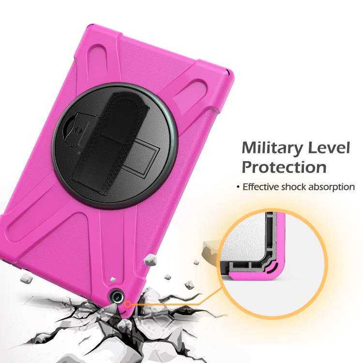 For Amazon Kindle Fire HD10 2019 / 2018 / 2017 Shockproof Colorful Silicone + PC Protective Case with Holder & Hand Strap & Shoulder Strap(Rose Red) - Amazon by buy2fix | Online Shopping UK | buy2fix