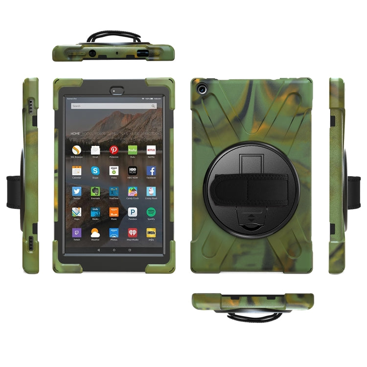 For Amazon Kindle Fire HD10 2019 / 2018 / 2017 Shockproof Colorful Silicone + PC Protective Case with Holder & Hand Strap & Shoulder Strap(Camouflage) - Amazon by buy2fix | Online Shopping UK | buy2fix