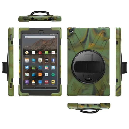For Amazon Kindle Fire HD10 2019 / 2018 / 2017 Shockproof Colorful Silicone + PC Protective Case with Holder & Hand Strap & Shoulder Strap(Camouflage) - Amazon by buy2fix | Online Shopping UK | buy2fix