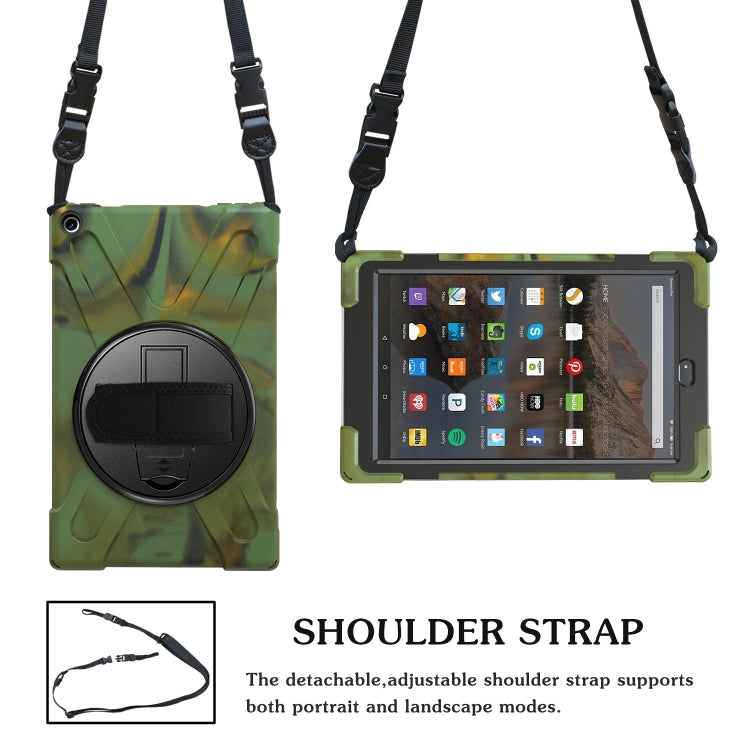 For Amazon Kindle Fire HD10 2019 / 2018 / 2017 Shockproof Colorful Silicone + PC Protective Case with Holder & Hand Strap & Shoulder Strap(Camouflage) - Amazon by buy2fix | Online Shopping UK | buy2fix