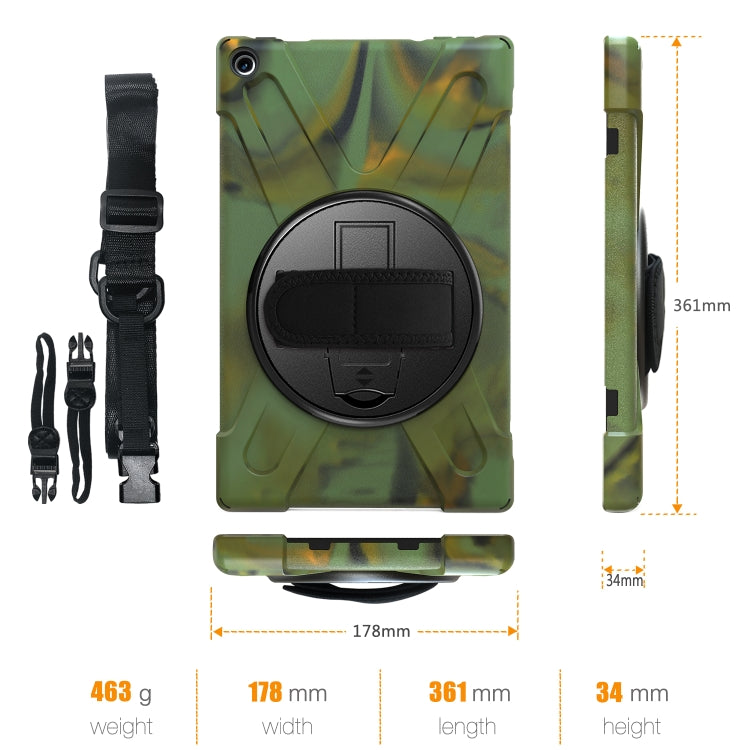 For Amazon Kindle Fire HD10 2019 / 2018 / 2017 Shockproof Colorful Silicone + PC Protective Case with Holder & Hand Strap & Shoulder Strap(Camouflage) - Amazon by buy2fix | Online Shopping UK | buy2fix