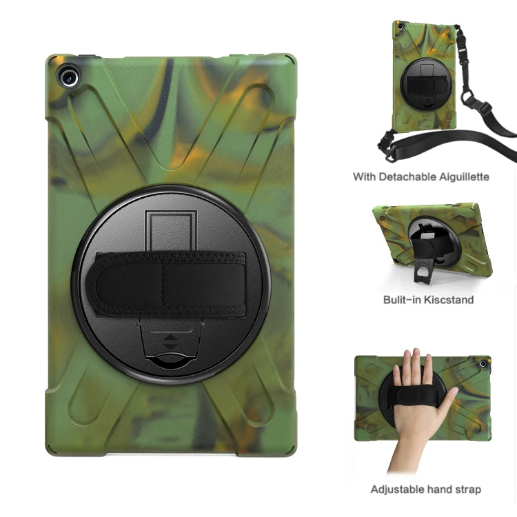 For Amazon Kindle Fire HD10 2019 / 2018 / 2017 Shockproof Colorful Silicone + PC Protective Case with Holder & Hand Strap & Shoulder Strap(Camouflage) - Amazon by buy2fix | Online Shopping UK | buy2fix