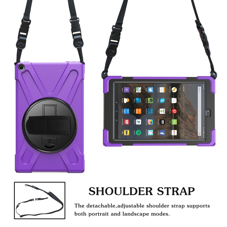 For Amazon Kindle Fire HD10 2019 / 2018 / 2017 Shockproof Colorful Silicone + PC Protective Case with Holder & Hand Strap & Shoulder Strap(Purple) - Amazon by buy2fix | Online Shopping UK | buy2fix