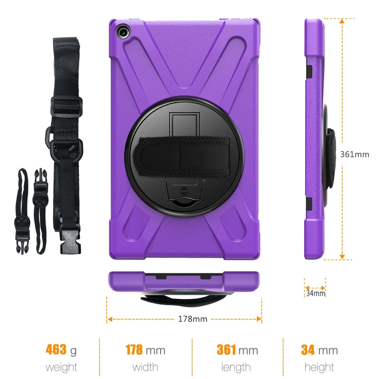 For Amazon Kindle Fire HD10 2019 / 2018 / 2017 Shockproof Colorful Silicone + PC Protective Case with Holder & Hand Strap & Shoulder Strap(Purple) - Amazon by buy2fix | Online Shopping UK | buy2fix