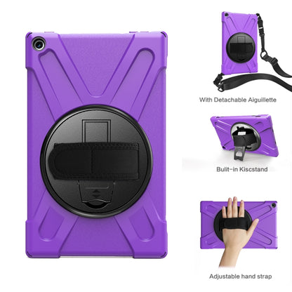 For Amazon Kindle Fire HD10 2019 / 2018 / 2017 Shockproof Colorful Silicone + PC Protective Case with Holder & Hand Strap & Shoulder Strap(Purple) - Amazon by buy2fix | Online Shopping UK | buy2fix