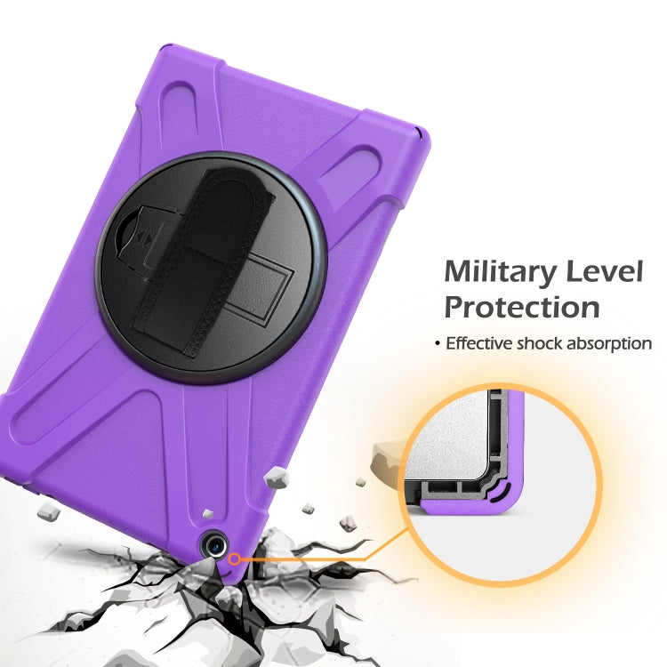 For Amazon Kindle Fire HD10 2019 / 2018 / 2017 Shockproof Colorful Silicone + PC Protective Case with Holder & Hand Strap & Shoulder Strap(Purple) - Amazon by buy2fix | Online Shopping UK | buy2fix