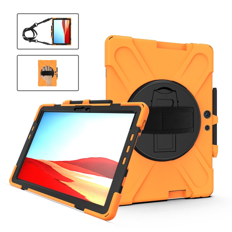 For Microsoft Surface Pro X / Pro X 2021 Shockproof Colorful Silicone + PC Protective Case with Holder & Hand Strap & Shoulder Strap & Pen Slot(Orange) - Others by buy2fix | Online Shopping UK | buy2fix