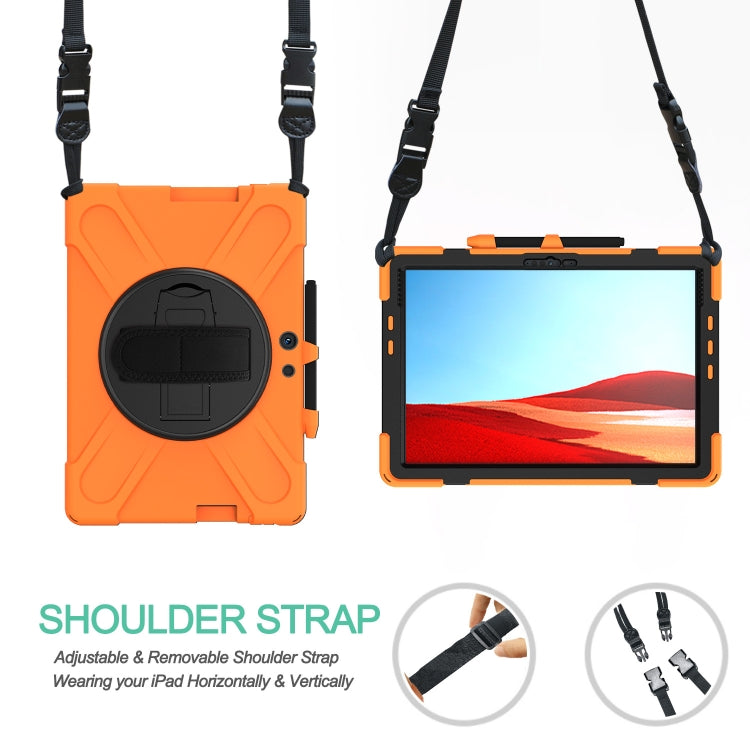 For Microsoft Surface Pro X / Pro X 2021 Shockproof Colorful Silicone + PC Protective Case with Holder & Hand Strap & Shoulder Strap & Pen Slot(Orange) - Others by buy2fix | Online Shopping UK | buy2fix