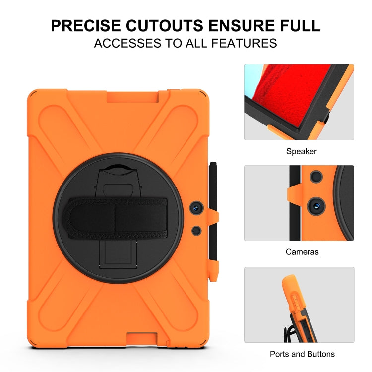 For Microsoft Surface Pro X / Pro X 2021 Shockproof Colorful Silicone + PC Protective Case with Holder & Hand Strap & Shoulder Strap & Pen Slot(Orange) - Others by buy2fix | Online Shopping UK | buy2fix