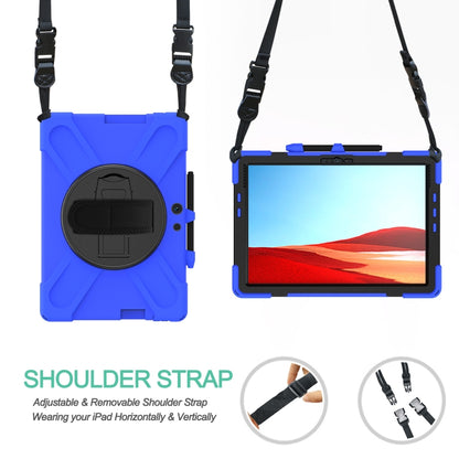 For Microsoft Surface Pro X / Pro X 2021 Shockproof Colorful Silicone + PC Protective Case with Holder & Hand Strap & Shoulder Strap & Pen Slot(Blue) - Others by buy2fix | Online Shopping UK | buy2fix