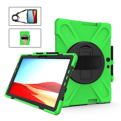 For Microsoft Surface Pro X / Pro X 2021 Shockproof Colorful Silicone + PC Protective Case with Holder & Hand Strap & Shoulder Strap & Pen Slot(Green) - Others by buy2fix | Online Shopping UK | buy2fix