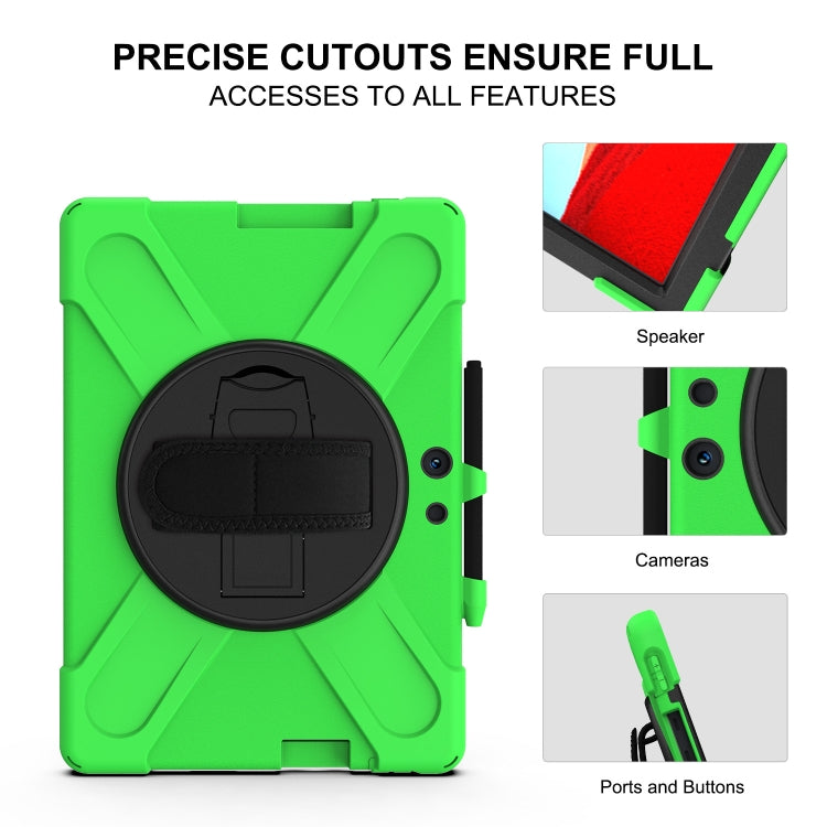 For Microsoft Surface Pro X / Pro X 2021 Shockproof Colorful Silicone + PC Protective Case with Holder & Hand Strap & Shoulder Strap & Pen Slot(Green) - Others by buy2fix | Online Shopping UK | buy2fix