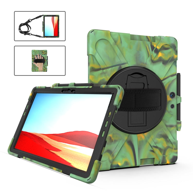For Microsoft Surface Pro X / Pro X 2021 Shockproof Colorful Silicone + PC Protective Case with Holder & Hand Strap & Shoulder Strap & Pen Slot(Camouflage) - Others by buy2fix | Online Shopping UK | buy2fix