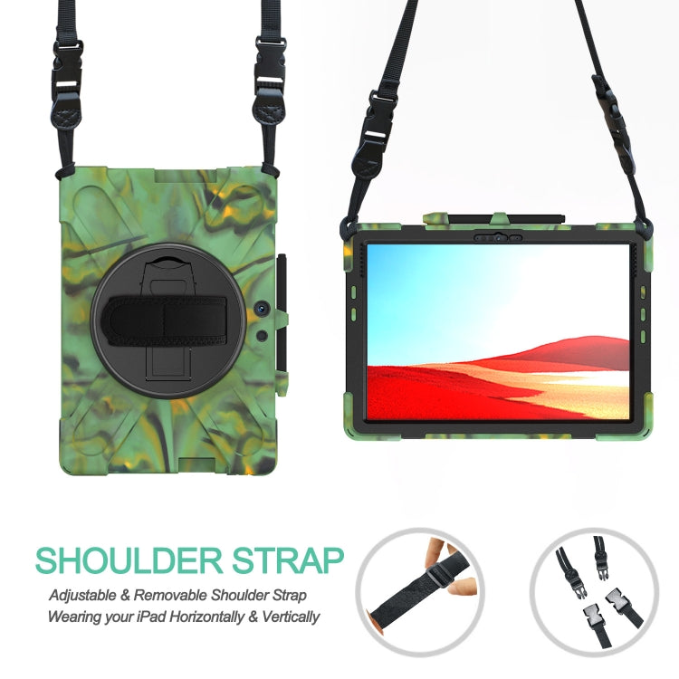 For Microsoft Surface Pro X / Pro X 2021 Shockproof Colorful Silicone + PC Protective Case with Holder & Hand Strap & Shoulder Strap & Pen Slot(Camouflage) - Others by buy2fix | Online Shopping UK | buy2fix