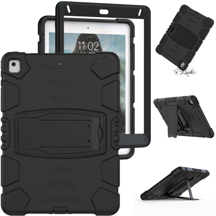 3-Layer Protection  Screen Frame + PC + Silicone Shockproof Combination Case with Holder For iPad 9.7 (2018) / (2017) / Air 2 / Pro 9.7(Black+Black) - iPad Pro 9.7 inch Cases by buy2fix | Online Shopping UK | buy2fix