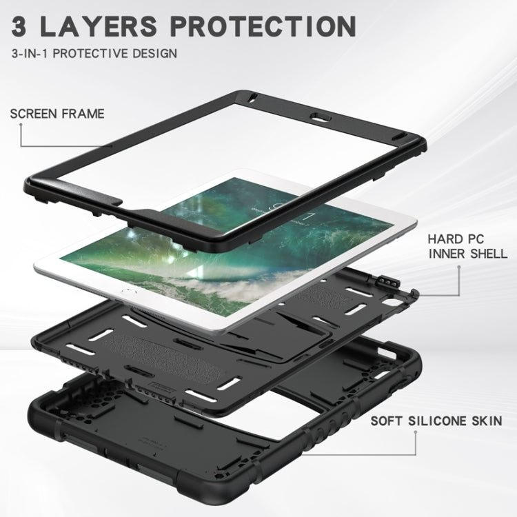 3-Layer Protection  Screen Frame + PC + Silicone Shockproof Combination Case with Holder For iPad 9.7 (2018) / (2017) / Air 2 / Pro 9.7(Black+Black) - iPad Pro 9.7 inch Cases by buy2fix | Online Shopping UK | buy2fix