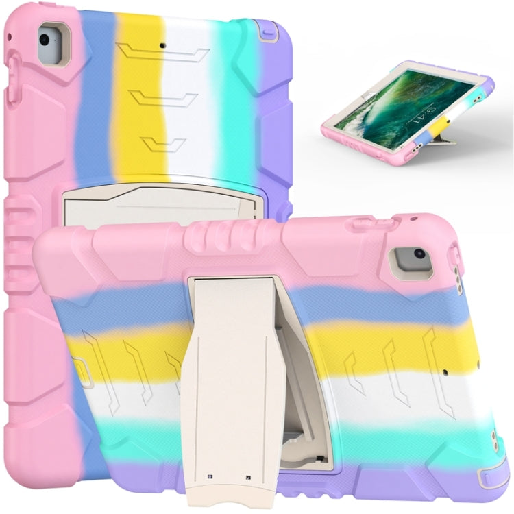 3-Layer Protection  Screen Frame + PC + Silicone Shockproof Combination Case with Holder For iPad 9.7 (2018) / (2017) / Air 2 / Pro 9.7(Colorful Pink) - iPad Pro 9.7 inch Cases by buy2fix | Online Shopping UK | buy2fix