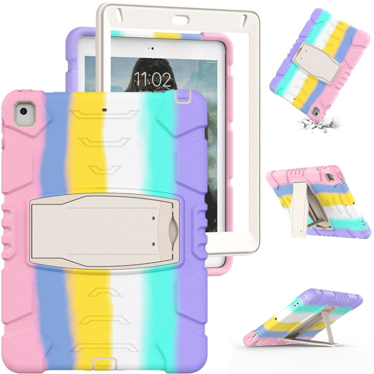 3-Layer Protection  Screen Frame + PC + Silicone Shockproof Combination Case with Holder For iPad 9.7 (2018) / (2017) / Air 2 / Pro 9.7(Colorful Pink) - iPad Pro 9.7 inch Cases by buy2fix | Online Shopping UK | buy2fix