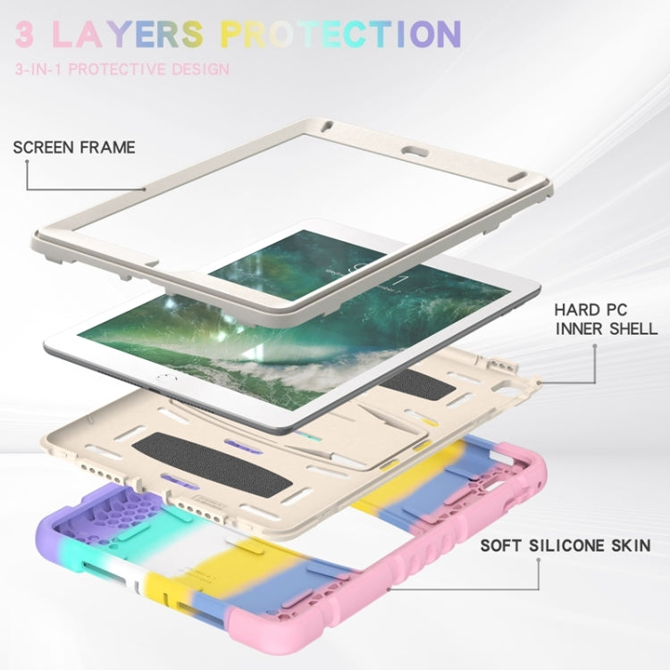 3-Layer Protection  Screen Frame + PC + Silicone Shockproof Combination Case with Holder For iPad 9.7 (2018) / (2017) / Air 2 / Pro 9.7(Colorful Pink) - iPad Pro 9.7 inch Cases by buy2fix | Online Shopping UK | buy2fix