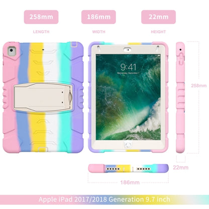 3-Layer Protection  Screen Frame + PC + Silicone Shockproof Combination Case with Holder For iPad 9.7 (2018) / (2017) / Air 2 / Pro 9.7(Colorful Pink) - iPad Pro 9.7 inch Cases by buy2fix | Online Shopping UK | buy2fix