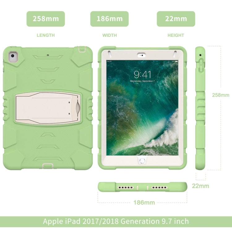 3-Layer Protection  Screen Frame + PC + Silicone Shockproof Combination Case with Holder For iPad 9.7 (2018) / (2017) / Air 2 / Pro 9.7(Matcha Green) - iPad Pro 9.7 inch Cases by buy2fix | Online Shopping UK | buy2fix