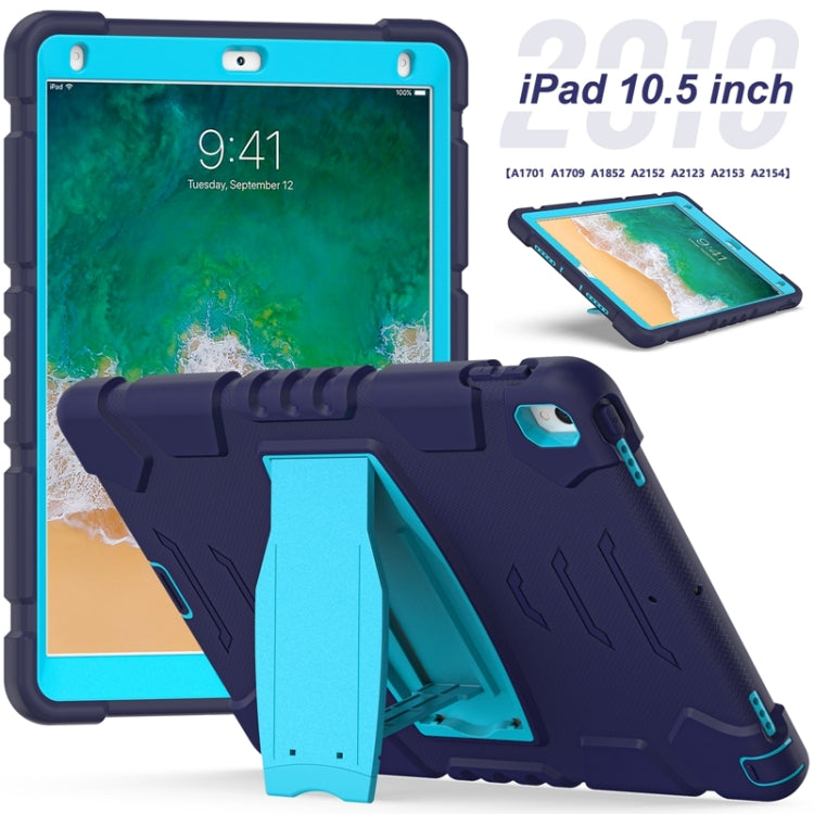 3-Layer Protection  Screen Frame + PC + Silicone Shockproof Combination Case with Holder For iPad Pro 10.5 (2019) / (2017)(NavyBlue+Blue) - iPad Pro 10.5 inch Cases by buy2fix | Online Shopping UK | buy2fix