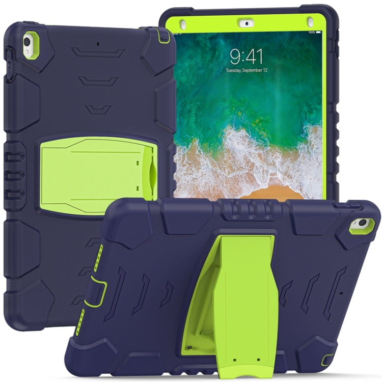 3-Layer Protection  Screen Frame + PC + Silicone Shockproof Combination Case with Holder For iPad Pro 10.5 (2019) / (2017)(NavyBlue+Lime) - iPad Pro 10.5 inch Cases by buy2fix | Online Shopping UK | buy2fix