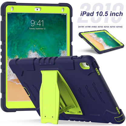 3-Layer Protection  Screen Frame + PC + Silicone Shockproof Combination Case with Holder For iPad Pro 10.5 (2019) / (2017)(NavyBlue+Lime) - iPad Pro 10.5 inch Cases by buy2fix | Online Shopping UK | buy2fix