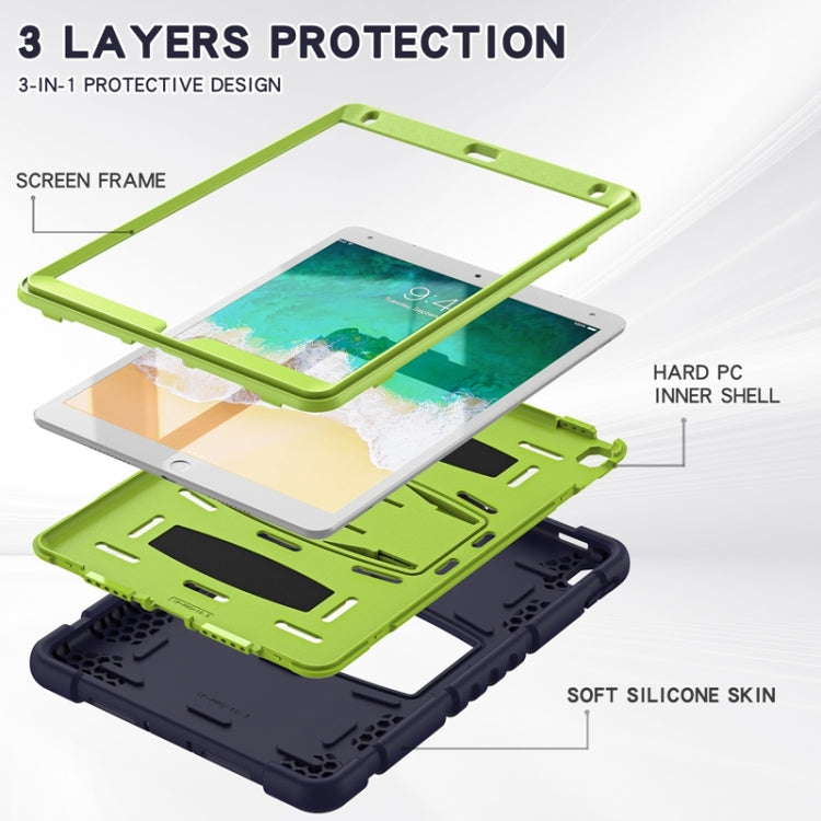 3-Layer Protection  Screen Frame + PC + Silicone Shockproof Combination Case with Holder For iPad Pro 10.5 (2019) / (2017)(NavyBlue+Lime) - iPad Pro 10.5 inch Cases by buy2fix | Online Shopping UK | buy2fix