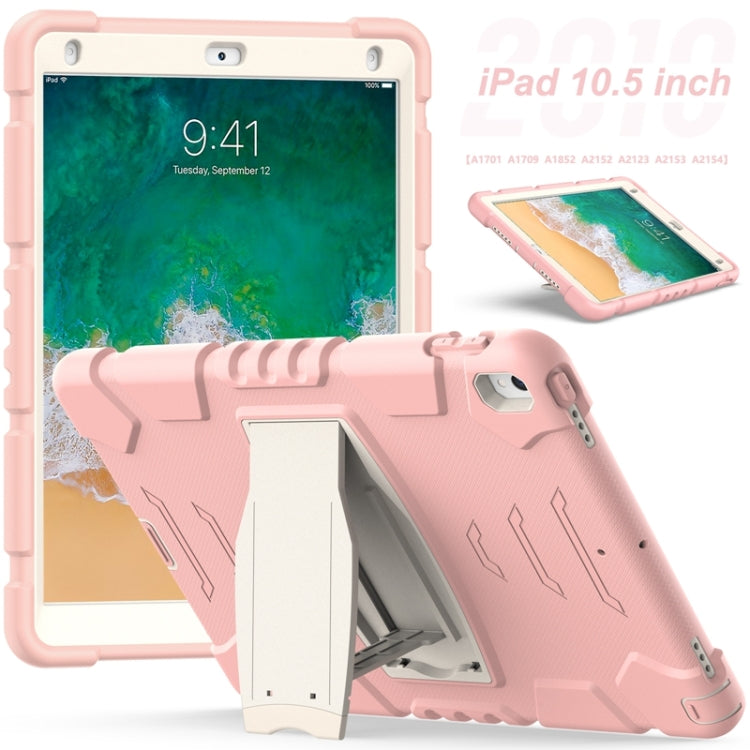 3-Layer Protection  Screen Frame + PC + Silicone Shockproof Combination Case with Holder For iPad Pro 10.5 (2019) / (2017)(Cherry Blossoms Pink) - iPad Pro 10.5 inch Cases by buy2fix | Online Shopping UK | buy2fix