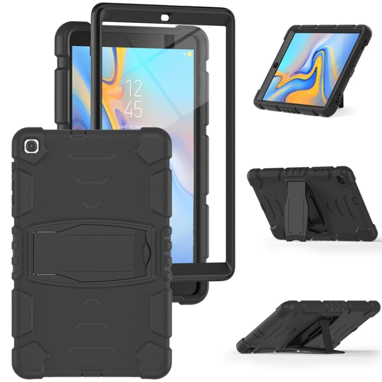 For Samsung Galaxy Tab A 10.1 (2019) T510 3-Layer Protection  Screen Frame + PC + Silicone Shockproof Combination Case with Holder(Black+Black) - Tab A 10.1 (2019) T510 / T515 by buy2fix | Online Shopping UK | buy2fix