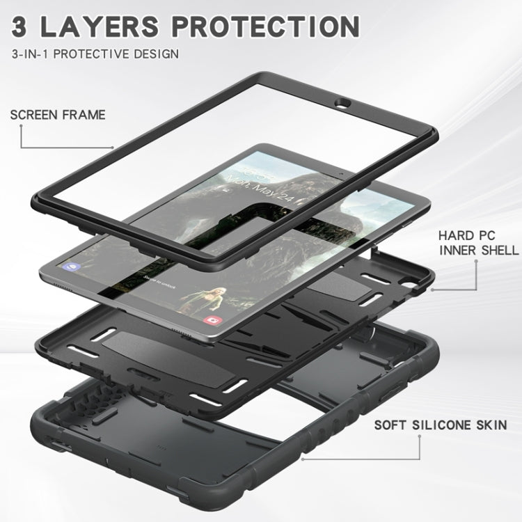 For Samsung Galaxy Tab A 10.1 (2019) T510 3-Layer Protection  Screen Frame + PC + Silicone Shockproof Combination Case with Holder(Black+Black) - Tab A 10.1 (2019) T510 / T515 by buy2fix | Online Shopping UK | buy2fix
