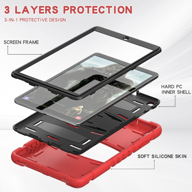 For Samsung Galaxy Tab A 10.1 (2019) T510 3-Layer Protection  Screen Frame + PC + Silicone Shockproof Combination Case with Holder(Red+Black) - Tab A 10.1 (2019) T510 / T515 by buy2fix | Online Shopping UK | buy2fix