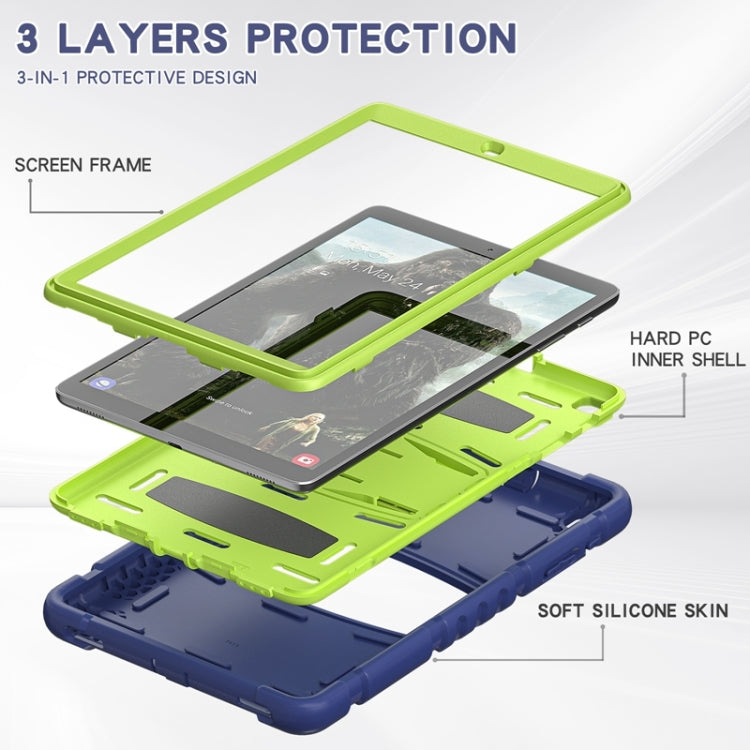 For Samsung Galaxy Tab A 10.1 (2019) T510 3-Layer Protection  Screen Frame + PC + Silicone Shockproof Combination Case with Holder(NavyBlue+Lime) - Tab A 10.1 (2019) T510 / T515 by buy2fix | Online Shopping UK | buy2fix