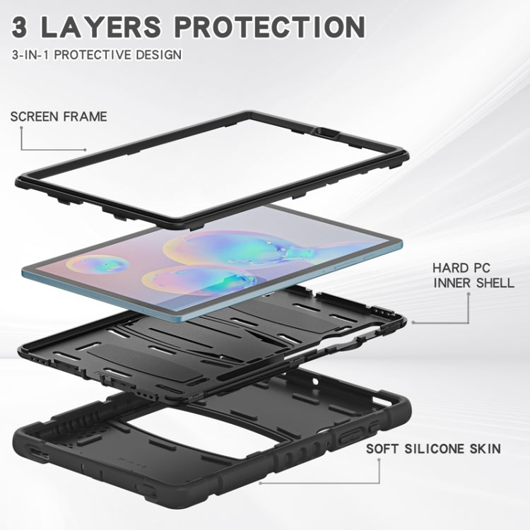 For Samsung Galaxy Tab S6 T860 3-Layer Protection  Screen Frame + PC + Silicone Shockproof Combination Case with Holder(Black+Black) - Other Galaxy Tab PC by buy2fix | Online Shopping UK | buy2fix