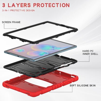 For Samsung Galaxy Tab S6 T860 3-Layer Protection  Screen Frame + PC + Silicone Shockproof Combination Case with Holder(Red+Black) - Other Galaxy Tab PC by buy2fix | Online Shopping UK | buy2fix