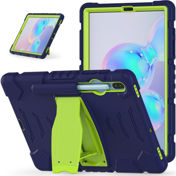 For Samsung Galaxy Tab S6 T860 3-Layer Protection  Screen Frame + PC + Silicone Shockproof Combination Case with Holder(NavyBlue+Lime) - Other Galaxy Tab PC by buy2fix | Online Shopping UK | buy2fix