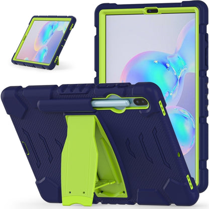 For Samsung Galaxy Tab S6 T860 3-Layer Protection  Screen Frame + PC + Silicone Shockproof Combination Case with Holder(NavyBlue+Lime) - Other Galaxy Tab PC by buy2fix | Online Shopping UK | buy2fix