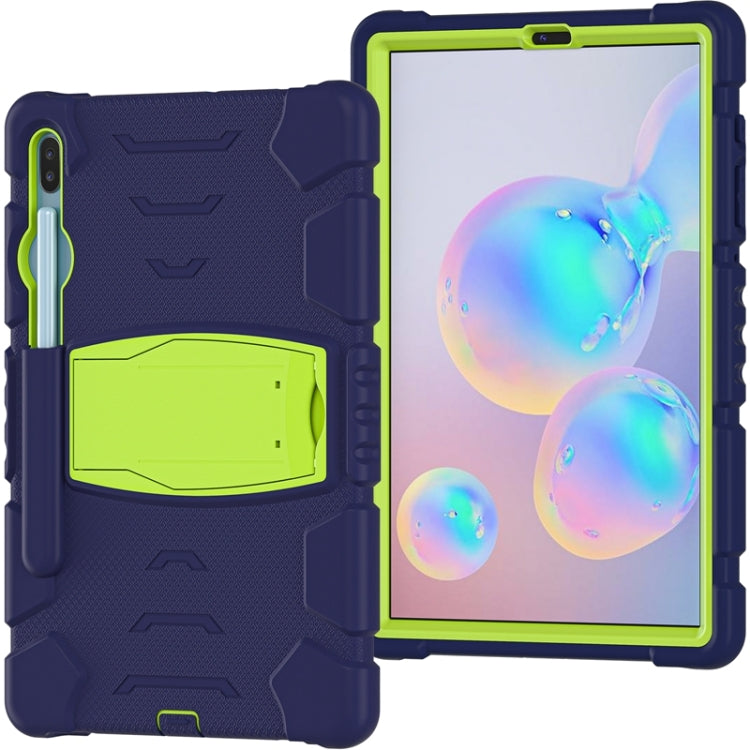 For Samsung Galaxy Tab S6 T860 3-Layer Protection  Screen Frame + PC + Silicone Shockproof Combination Case with Holder(NavyBlue+Lime) - Other Galaxy Tab PC by buy2fix | Online Shopping UK | buy2fix