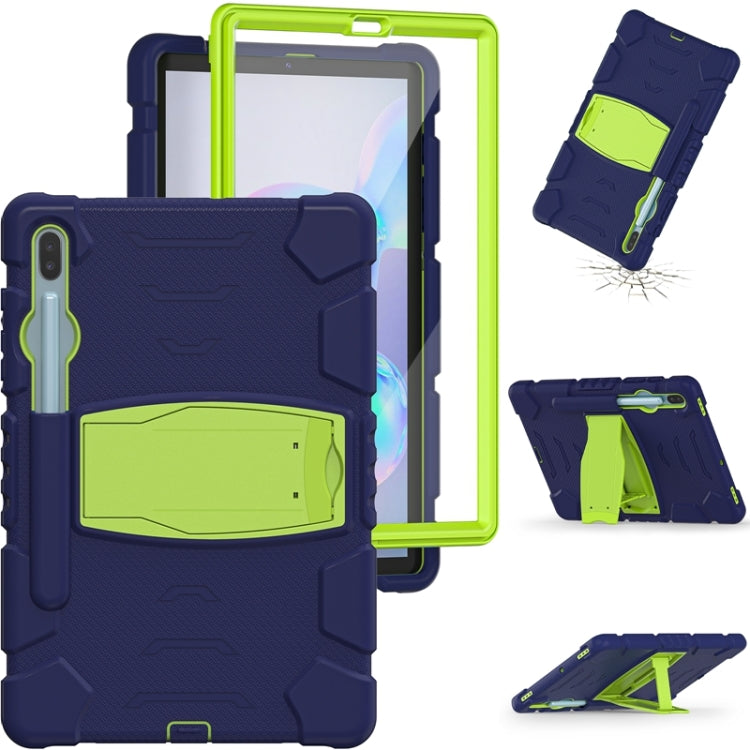 For Samsung Galaxy Tab S6 T860 3-Layer Protection  Screen Frame + PC + Silicone Shockproof Combination Case with Holder(NavyBlue+Lime) - Other Galaxy Tab PC by buy2fix | Online Shopping UK | buy2fix