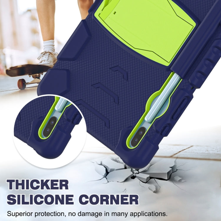 For Samsung Galaxy Tab S6 T860 3-Layer Protection  Screen Frame + PC + Silicone Shockproof Combination Case with Holder(NavyBlue+Lime) - Other Galaxy Tab PC by buy2fix | Online Shopping UK | buy2fix