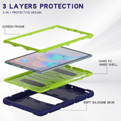 For Samsung Galaxy Tab S6 T860 3-Layer Protection  Screen Frame + PC + Silicone Shockproof Combination Case with Holder(NavyBlue+Lime) - Other Galaxy Tab PC by buy2fix | Online Shopping UK | buy2fix