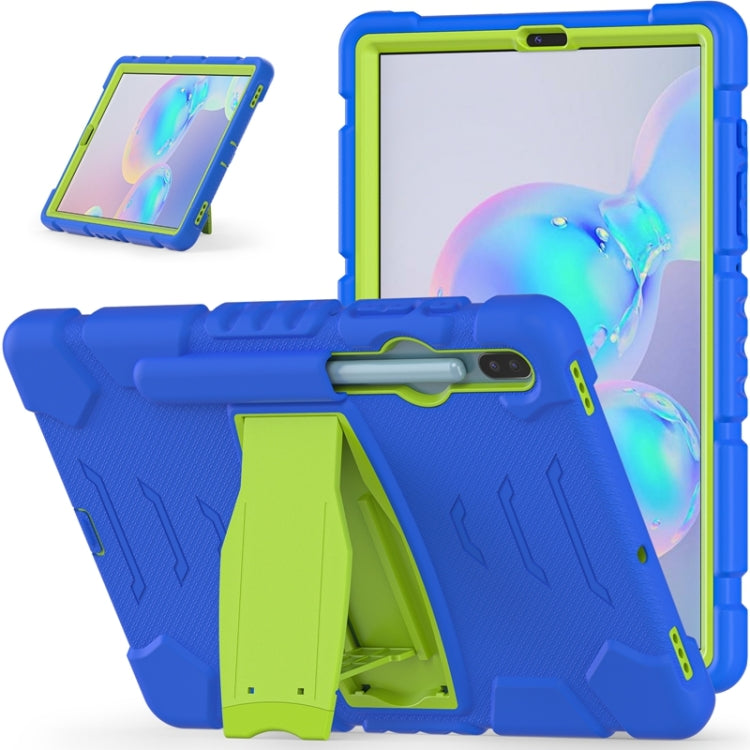 For Samsung Galaxy Tab S6 T860 3-Layer Protection  Screen Frame + PC + Silicone Shockproof Combination Case with Holder(Blue+Lime) - Other Galaxy Tab PC by buy2fix | Online Shopping UK | buy2fix