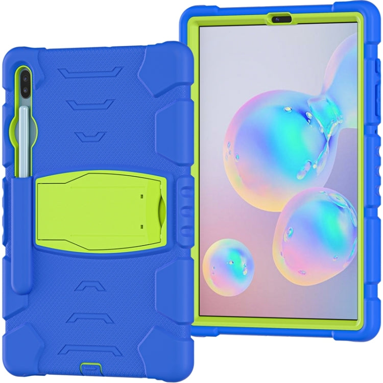 For Samsung Galaxy Tab S6 T860 3-Layer Protection  Screen Frame + PC + Silicone Shockproof Combination Case with Holder(Blue+Lime) - Other Galaxy Tab PC by buy2fix | Online Shopping UK | buy2fix