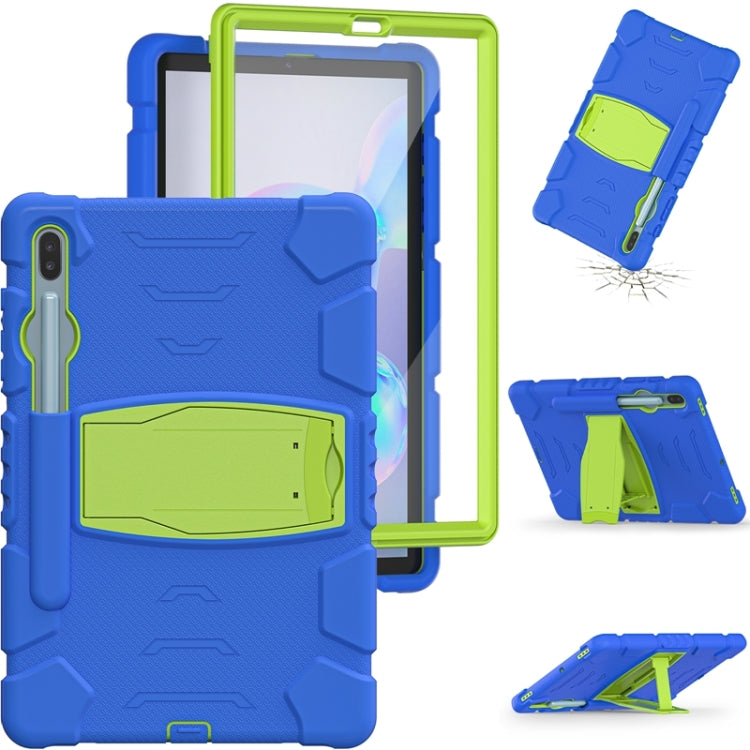 For Samsung Galaxy Tab S6 T860 3-Layer Protection  Screen Frame + PC + Silicone Shockproof Combination Case with Holder(Blue+Lime) - Other Galaxy Tab PC by buy2fix | Online Shopping UK | buy2fix